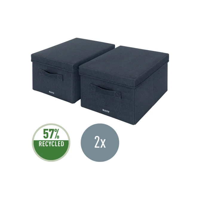 Opbergdoos Leitz gestoffeerd met deksel 285x203x380mm grijs 2 st