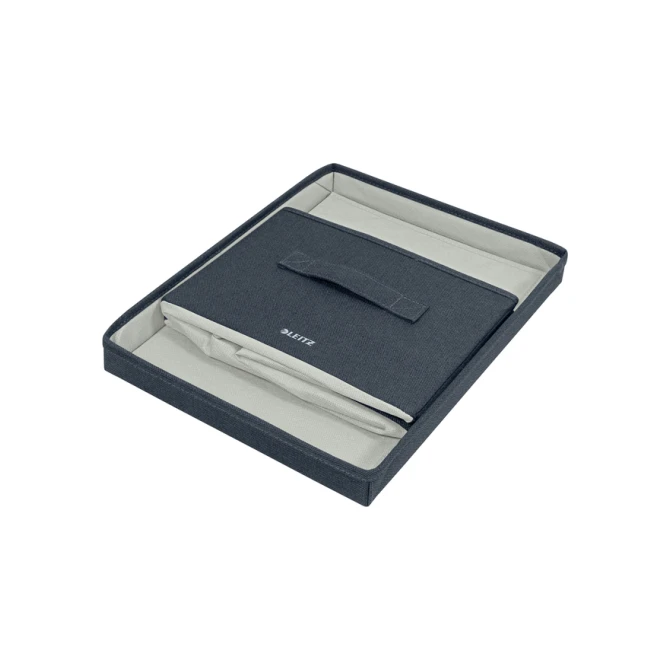Opbergdoos Leitz gestoffeerd met deksel 285x203x380mm grijs 2 st