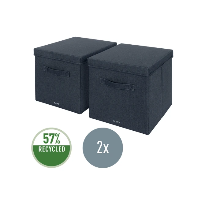 Opbergdoos Leitz gestoffeerd met deksel 330x325x380mm grijs 2 st