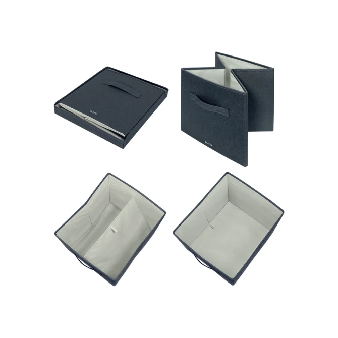 Opbergdoos Leitz gestoffeerd met deksel 330x325x380mm grijs 2 st