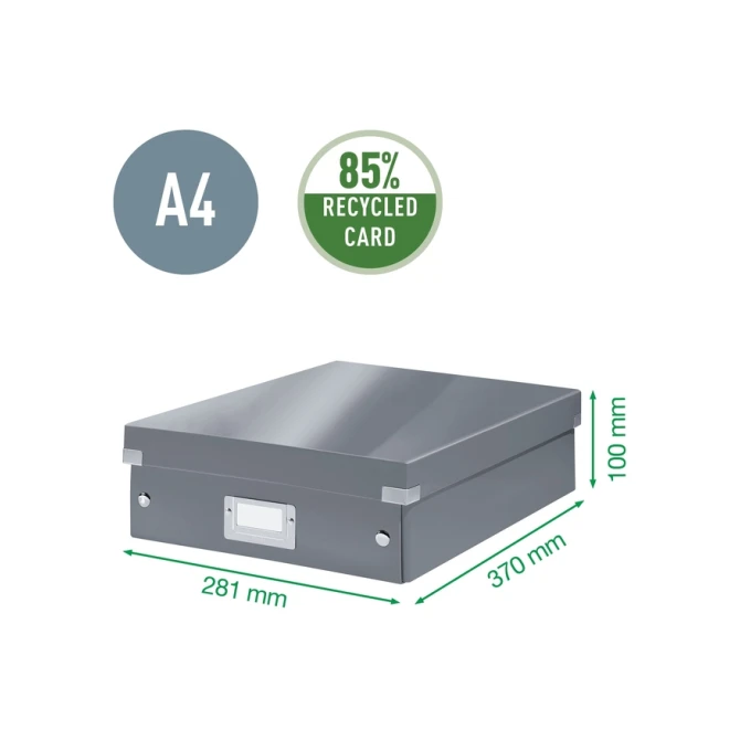 Opbergdoos Leitz Wow Click & Store organiser 280x100x370mm middel gerecycled karton zwart