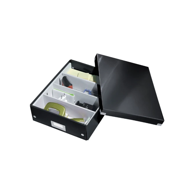 Opbergdoos Leitz Wow Click & Store organiser 280x100x370mm middel gerecycled karton zwart