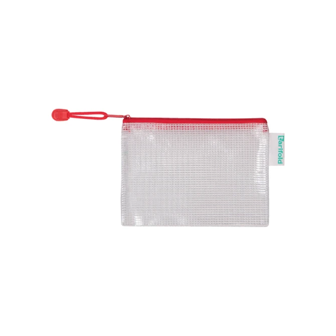 Opbergtas Tarifold met rits 160x110mm PVC rood