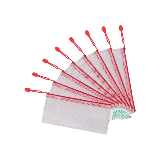 Opbergtas Tarifold met rits 250x115mm PVC rood