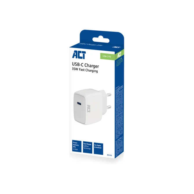Oplader ACT 35w 1-poort usb c wit