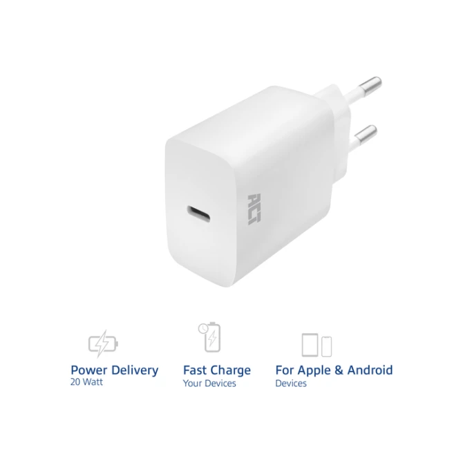 Oplader ACT USB-C 1-poort 20W Power Delivery