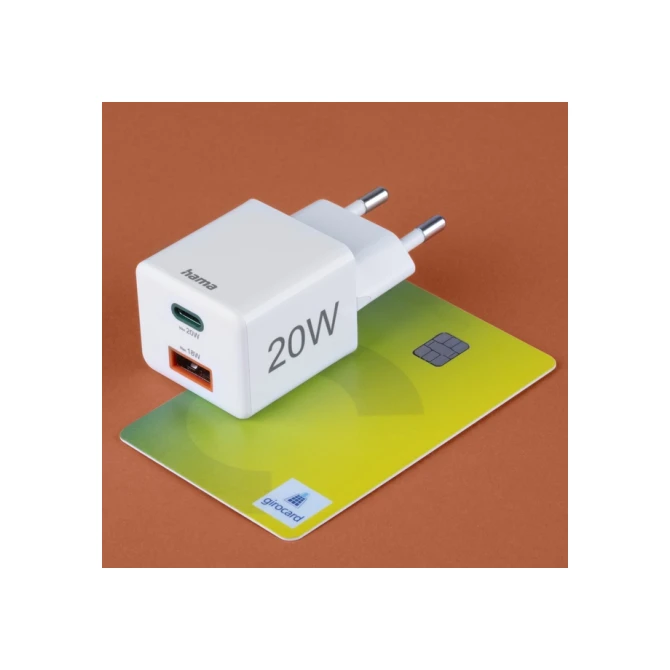 Oplader Hama USB-C/USB-A Mini PD 20W wit