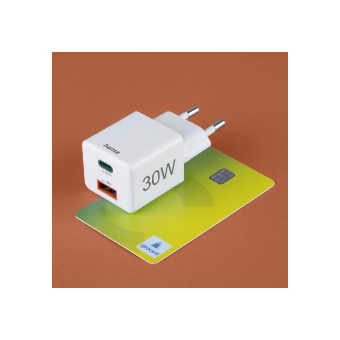 Oplader Hama USB-C/USB-A Mini PD 30W wit