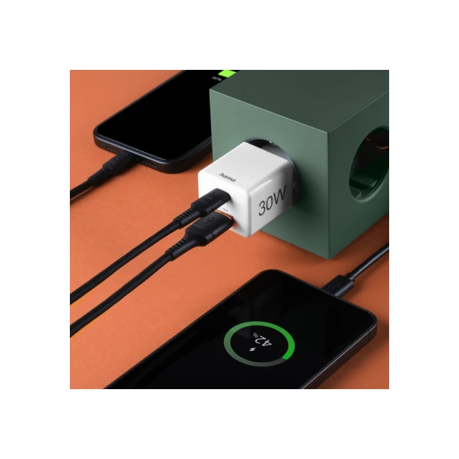 Oplader Hama USB-C/USB-A Mini PD 30W wit