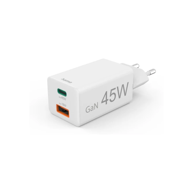 Oplader Hama USB-C/USB-A Mini PD 45W wit