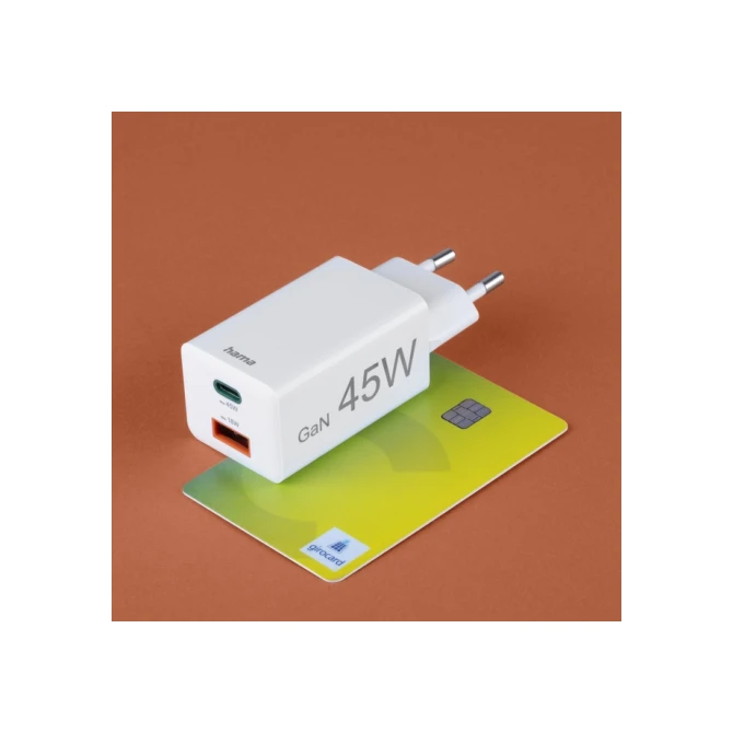 Oplader Hama USB-C/USB-A Mini PD 45W wit