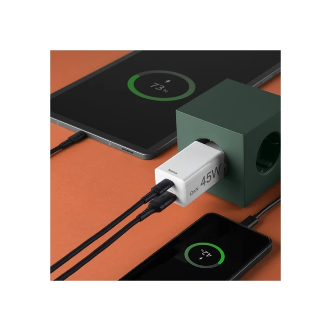 Oplader Hama USB-C/USB-A Mini PD 45W wit