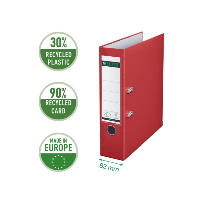 Ordner Leitz 1010 180° 80mm PP A4 rood