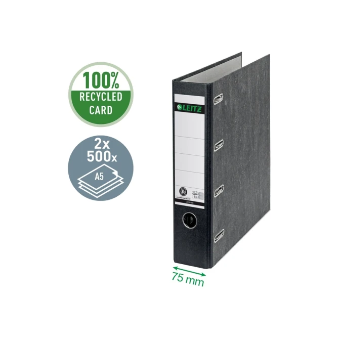 Ordner Leitz 1092 giro-bank met dubbele mechaniek 75mm karton A4 zwart