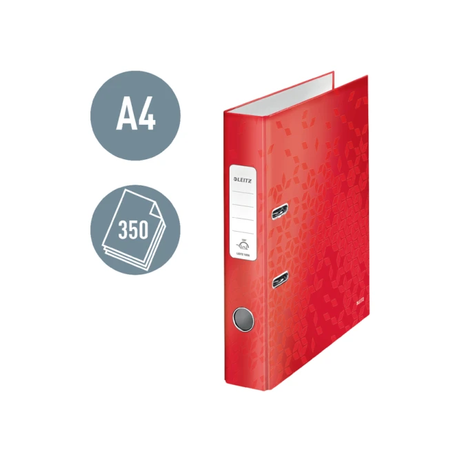 Ordner Leitz WOW 180 gelamineerd 50mm A4 rood