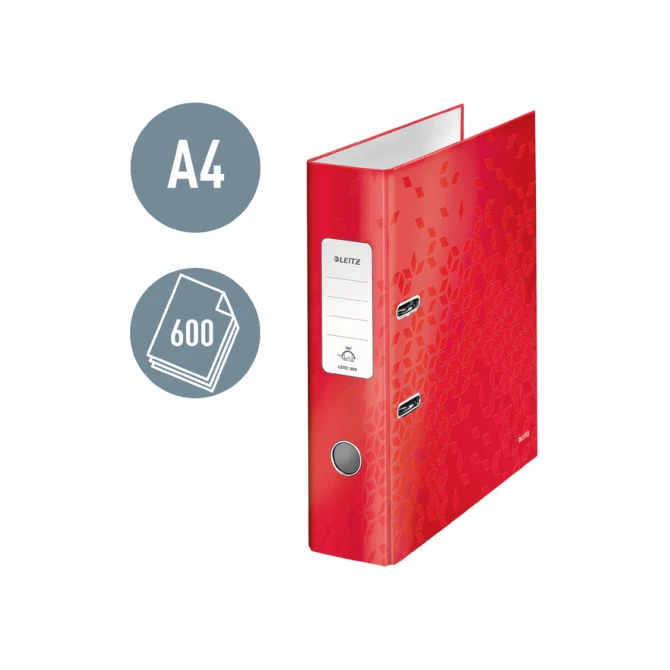 Ordner Leitz WOW 180 gelamineerd 80mm A4 rood