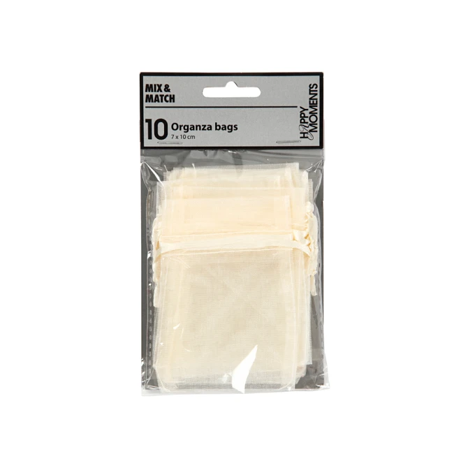 Organza zakjes Creativ Company 7x10cm 10 stuks off-white 10 zak