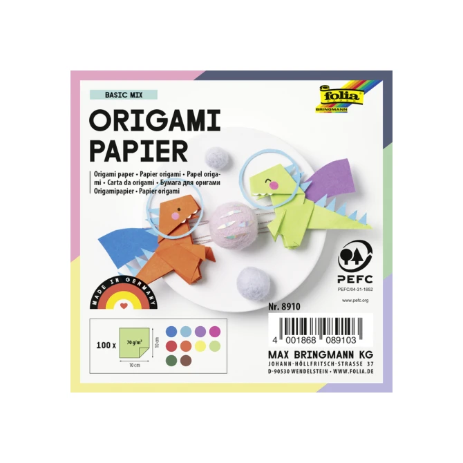 Origami papier Folia 20x20cm transparant 42gr 500 vel in 10 kleuren