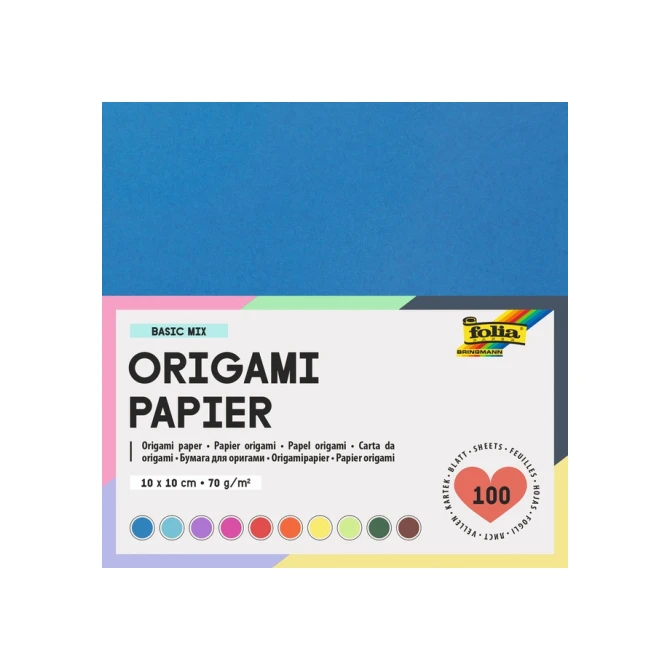 Origami papier Folia 70gr 10x10cm 100 vel assorti kleuren