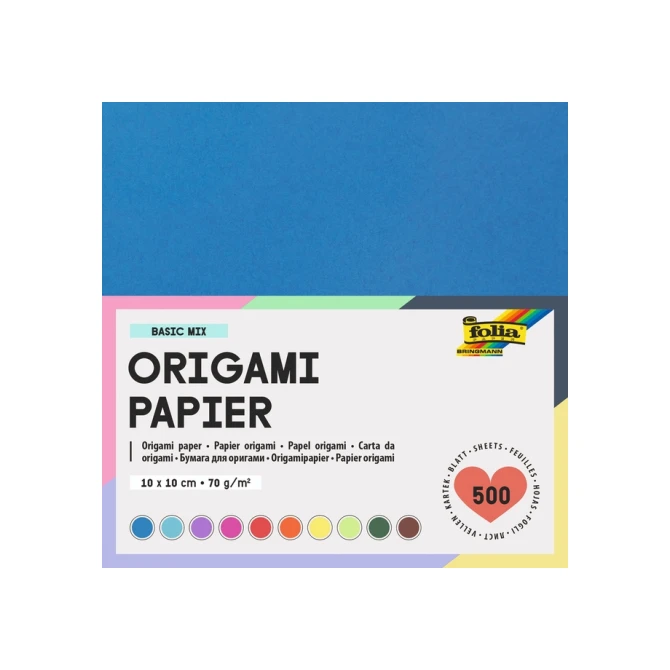 Origami papier Folia 70gr 10x10cm 500 vel assorti kleuren