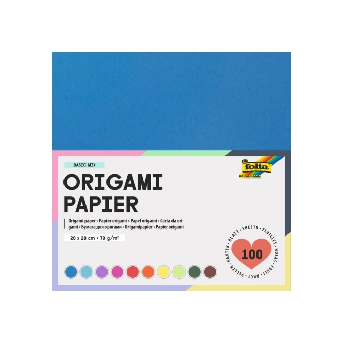 Origami papier Folia 70gr 20x20cm 100 vel assorti kleuren
