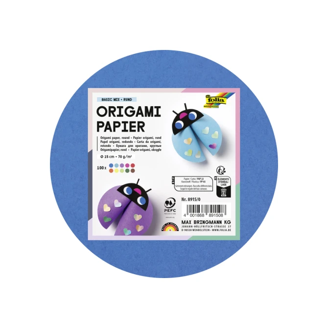 Origami papier Folia 70gr rond 15cm 100 vel assorti kleuren