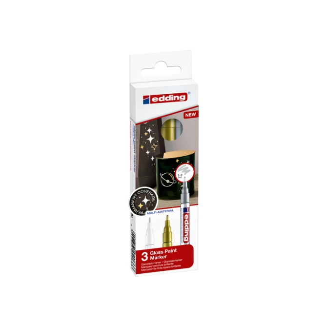 Paintmarker edding 751 op oliebasis 1-2mm metallic assorti 3 stuks