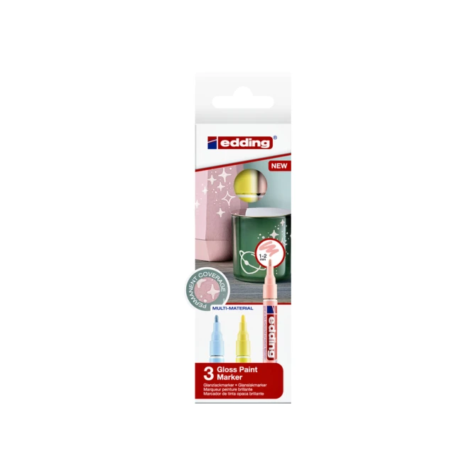 Paintmarker edding 751 op oliebasis 1-2mm pastel assorti 3 stuks