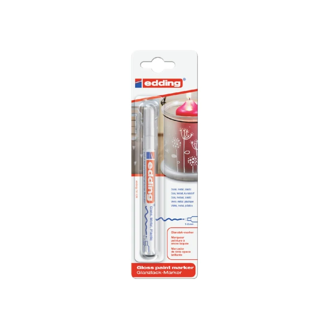 Paintmarker edding 751 op oliebasis 1-2mm wit blister à 1 stuk