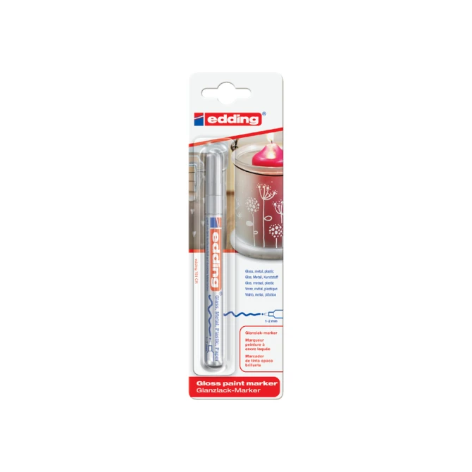 Paintmarker edding 751 op oliebasis 1-2mm zilver blister à 1 stuk