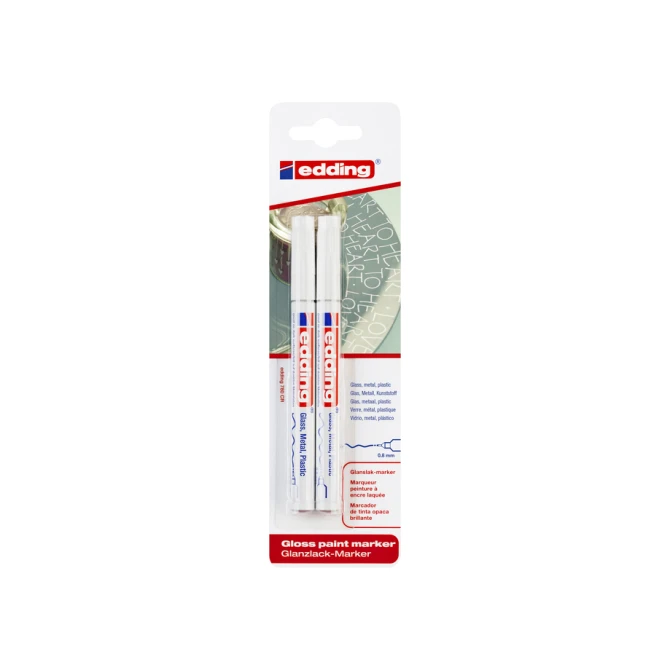 Paintmarker edding 780 op oliebasis 0.8mm wit blister à 2 stuks
