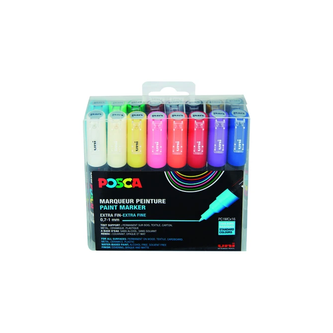 Paintmarker Uni POSCA PC1MC extra fijn assorti set à 16 stuks