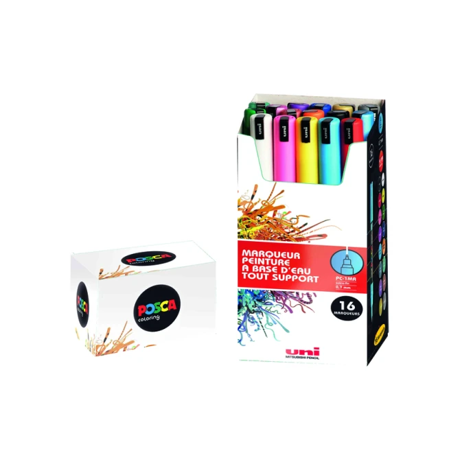 Paintmarker Uni POSCA PC1MR extra fijn assorti set à 16 stuks