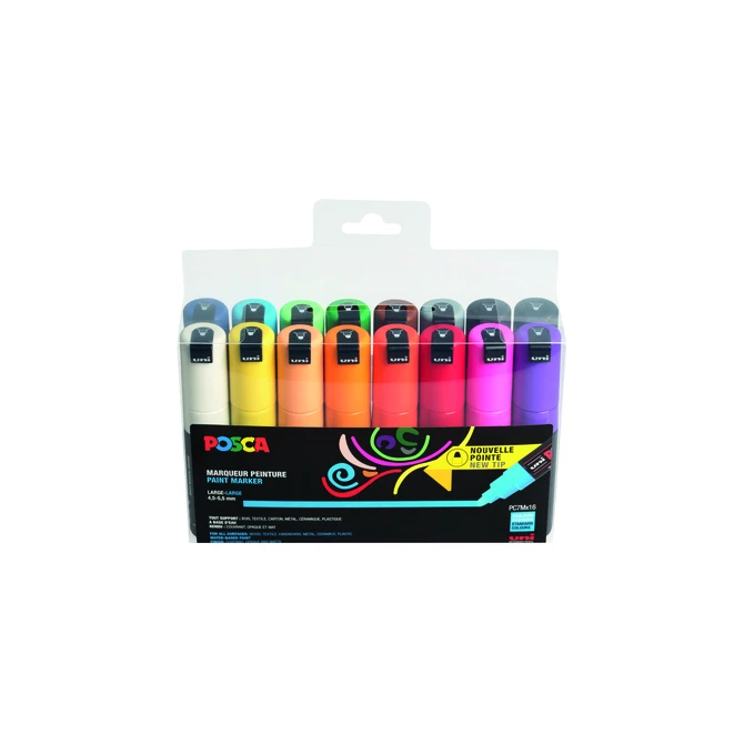 Paintmarker Uni POSCA PC7M breed assorti set à 16 stuks