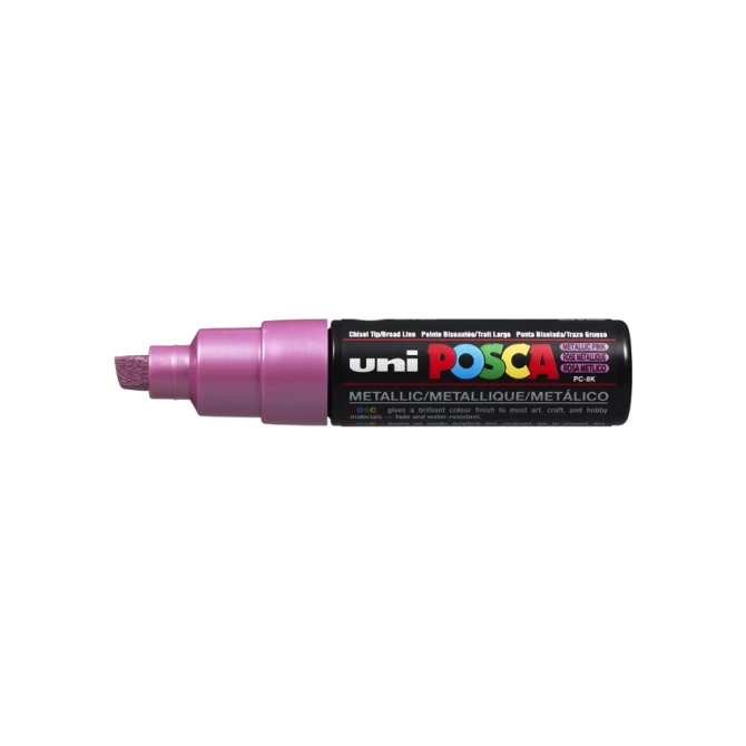 Paintmarker Uni POSCA PC8K breed schuin metallic roze