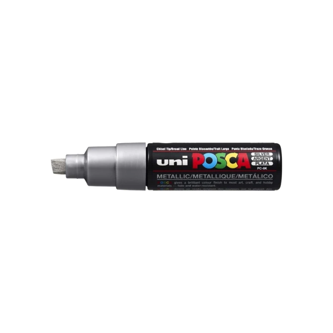 Paintmarker Uni POSCA PC8K breed schuin zilver