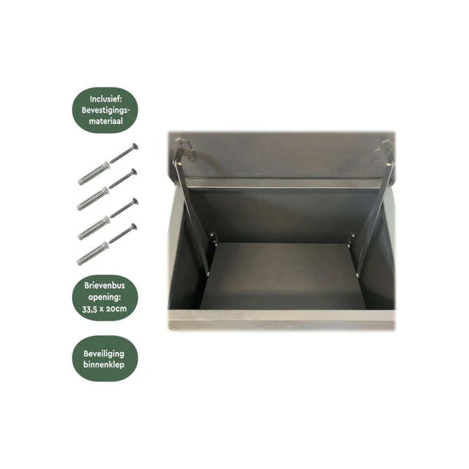 Pakketbrievenbus BRASQ 105x38x24cm PB400 Zwart