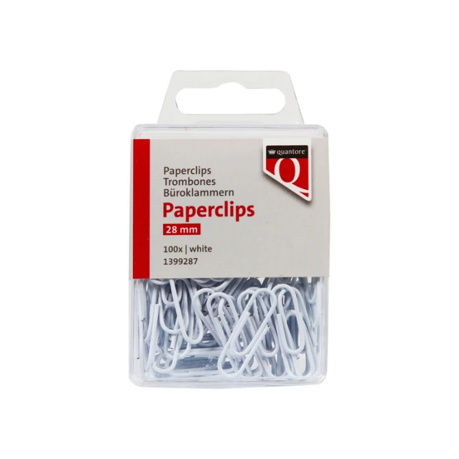 Paperclip Quantore 28mm 100 stuks wit