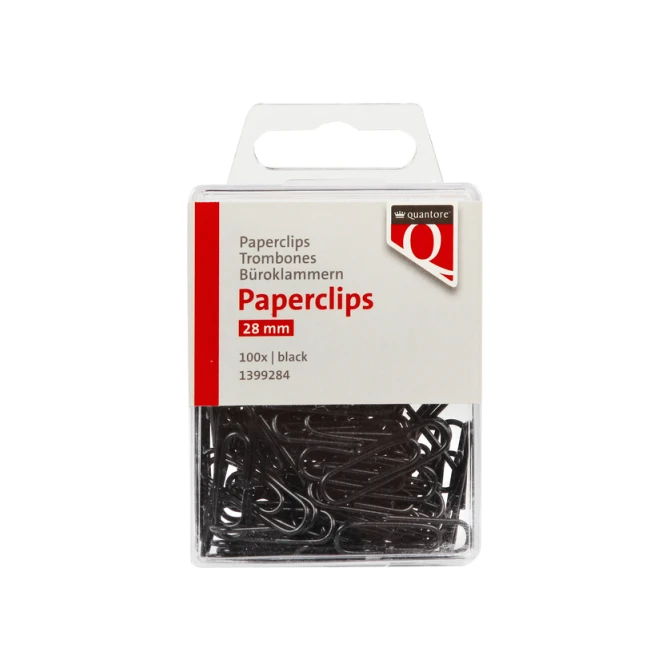 Paperclip Quantore 28mm 100 stuks zwart