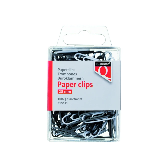 Paperclip Quantore blister 28mm assorti 100 stuks