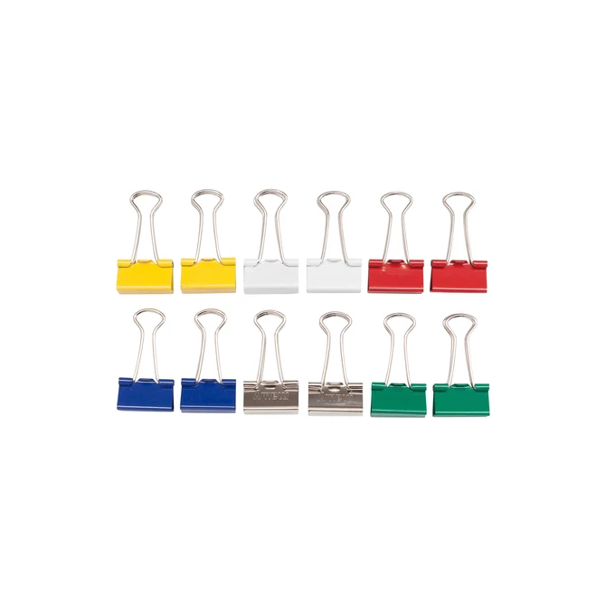 Papierklem MAUL 215 foldback 19mm capaciteit 7mm assorti 12 stuks
