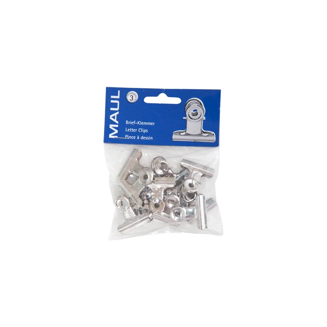 Papierklem MAUL Bulldog 30mm capaciteit 10mm zilver 10 stuks