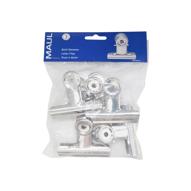 Papierklem MAUL Bulldog 70mm capaciteit 40mm zilver 5 stuks