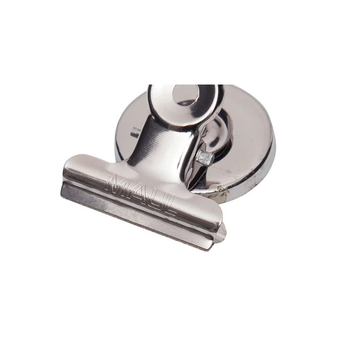 Papierklem MAUL Bulldog met magneet 30mm zilver 2 stuks