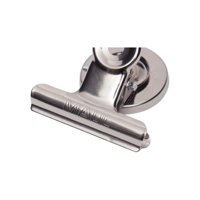 Papierklem MAUL Bulldog met magneet 40mm zilver 2 stuks