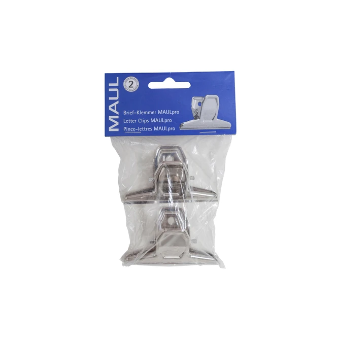 Papierklem MAUL Pro 75mm capaciteit 20mm zilver 2 stuks