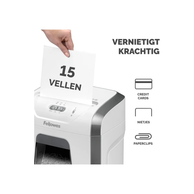 Papiervernietiger Fellowes Powershred 15C snippers 4x40mm wit