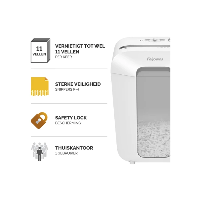 Papiervernietiger Fellowes Powershred LX70 snippers 4x40mm wit