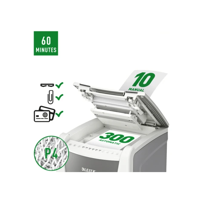 Papiervernietiger Leitz IQ Auto+ Office 300 P4 snippers 4x28mm