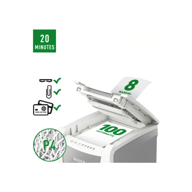 Papiervernietiger Leitz IQ Auto+ Small Office 100 P4 snippers 4x28mm
